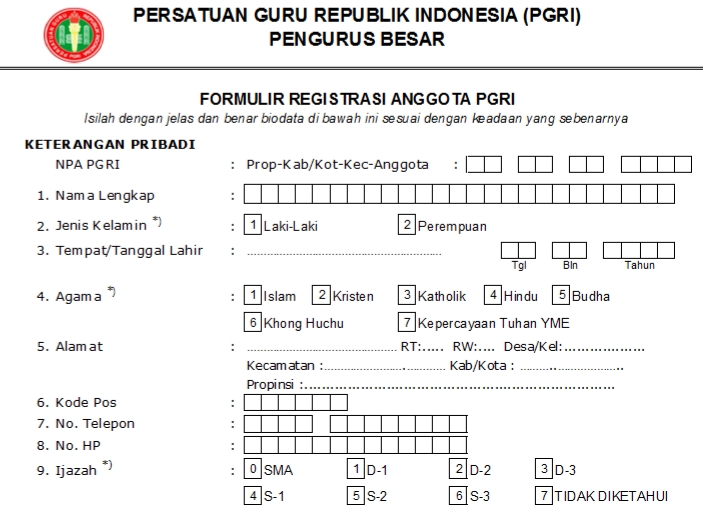 Pendaftaran PGRI Kab. Sumenep - Persatuan Guru Republik Indonesia Cabang Kab. Sumenep
